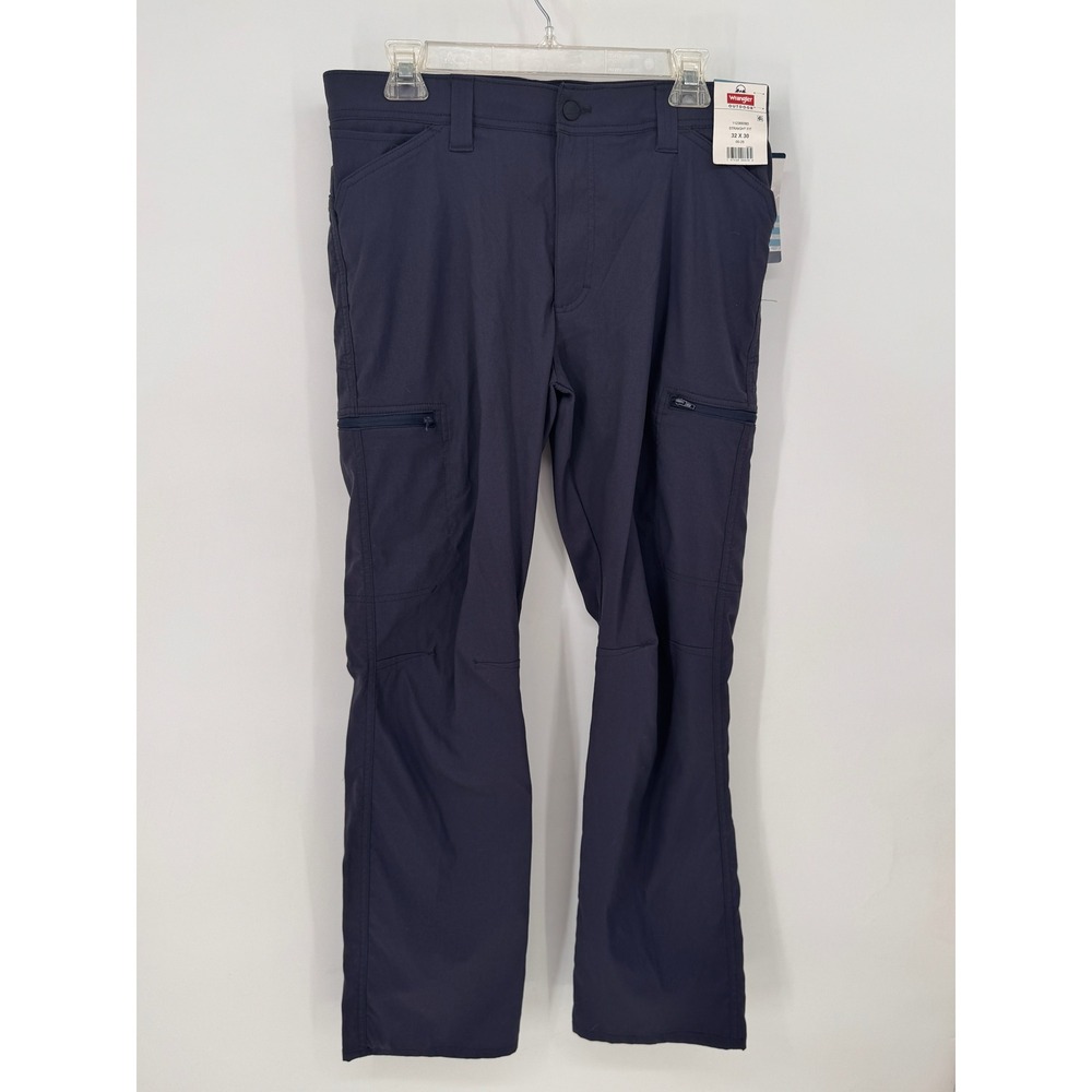 Wrangler Pants Mens 32x30 Navy NWT Outdoor Straight Fit Stretch Cargo Utility